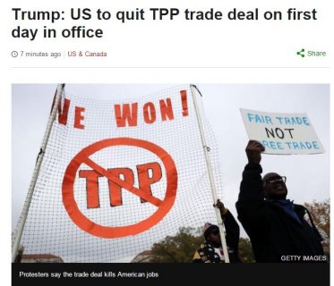 特朗普宣布美国将退出TPP谈判!_中国小康网