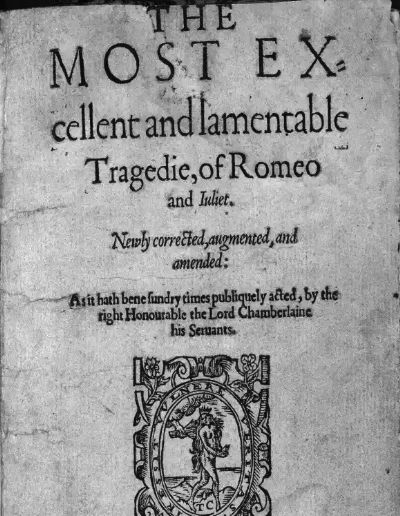 威廉·莎士比亚《罗密欧与朱丽叶》第二版四开本的标题页