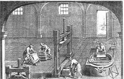 18世纪法国造纸厂内景