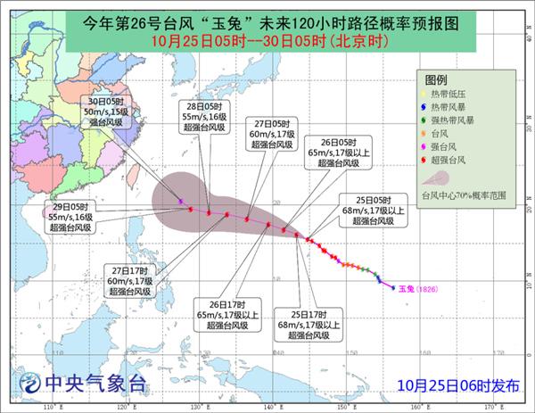2018台风最新消息：29日前“玉兔”对我国无影响 台风“玉兔”最新路径预报图 我国10月之后还有台风吗？