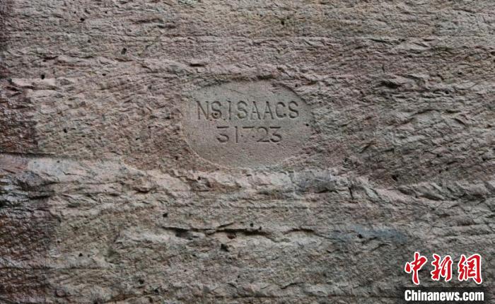 图为杭州石函路的摩崖石刻，被市民称为“神秘代码” 金菁 摄