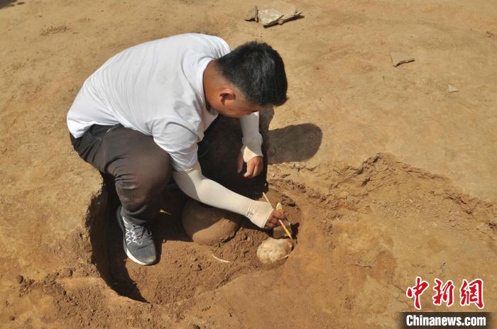 资料图：图为考古人员在现场进行考古发掘工作。山东省文物考古研究院供图